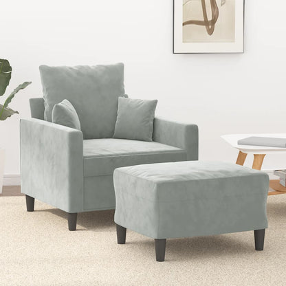 Poltrona con Poggiapiedi Grigio Chiaro 60 cm in Velluto | homemem39