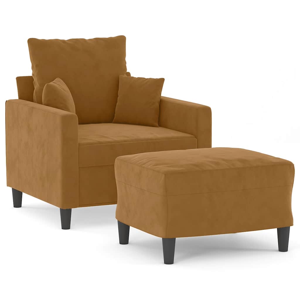 Poltrona con Poggiapiedi Marrone 60 cm in Velluto | homemem39