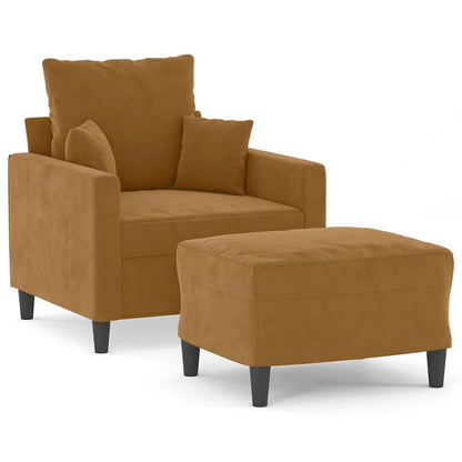 Poltrona con Poggiapiedi Marrone 60 cm in Velluto | homemem39