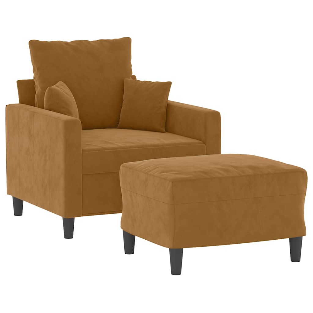 Poltrona con Poggiapiedi Marrone 60 cm in Velluto | homemem39
