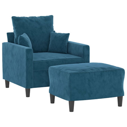 Poltrona con Poggiapiedi Blu 60 cm in Velluto