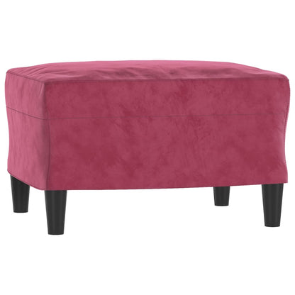 Divano a 3 Posti con Poggiapiedi Rosso Vino 180 cm in Velluto | homemem39