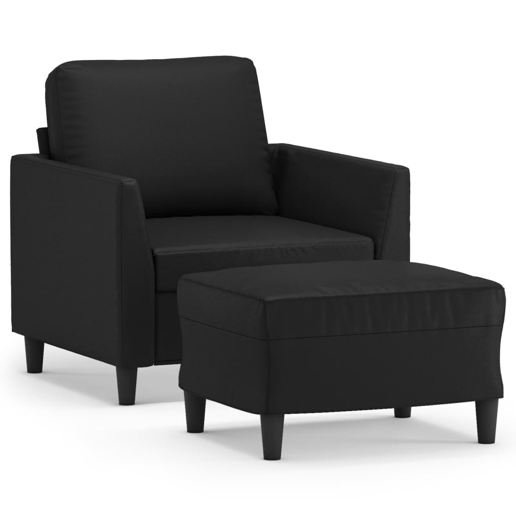 Poltrona con Poggiapiedi Nero 60 cm in Similpelle | homemem39