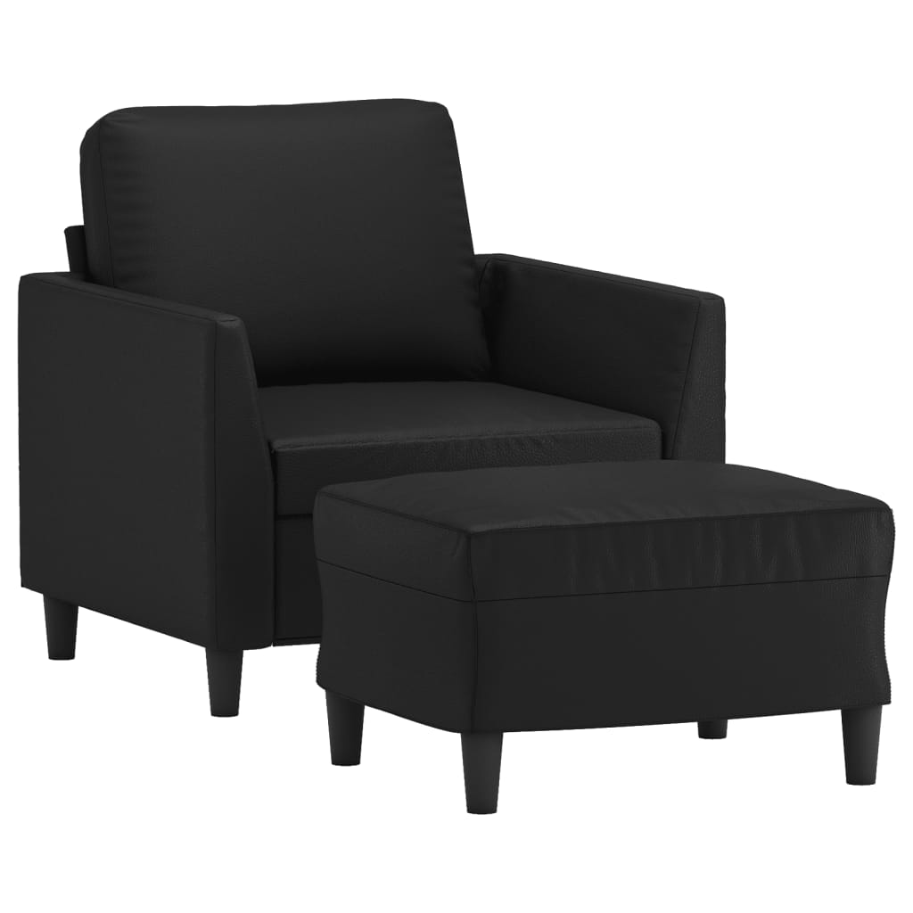 Poltrona con Poggiapiedi Nero 60 cm in Similpelle | homemem39