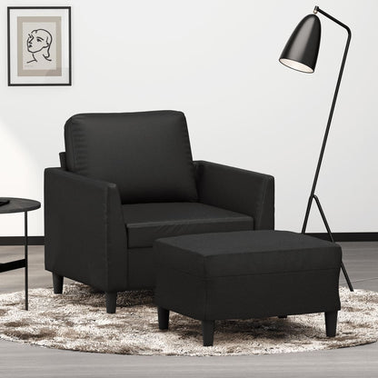 Poltrona con Poggiapiedi Nero 60 cm in Similpelle | homemem39