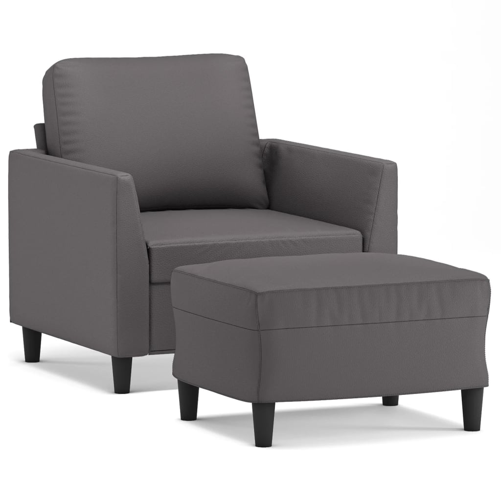 Poltrona con Poggiapiedi Grigio 60 cm in Similpelle | homemem39