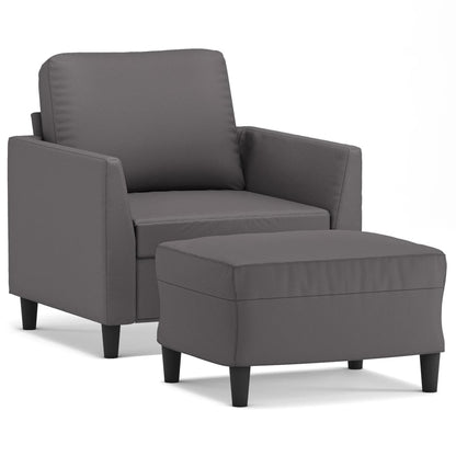 Poltrona con Poggiapiedi Grigio 60 cm in Similpelle | homemem39
