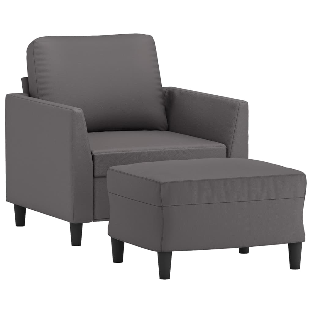 Poltrona con Poggiapiedi Grigio 60 cm in Similpelle | homemem39