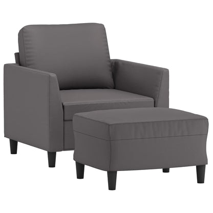 Poltrona con Poggiapiedi Grigio 60 cm in Similpelle | homemem39