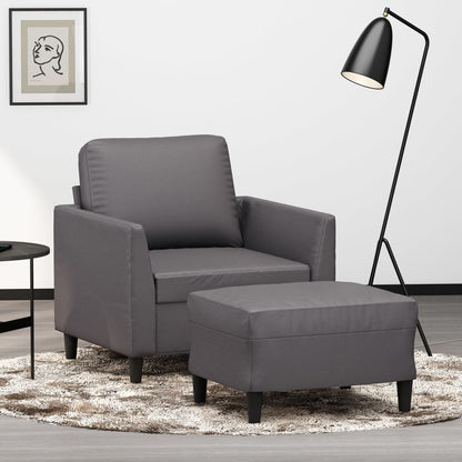 Poltrona con Poggiapiedi Grigio 60 cm in Similpelle | homemem39