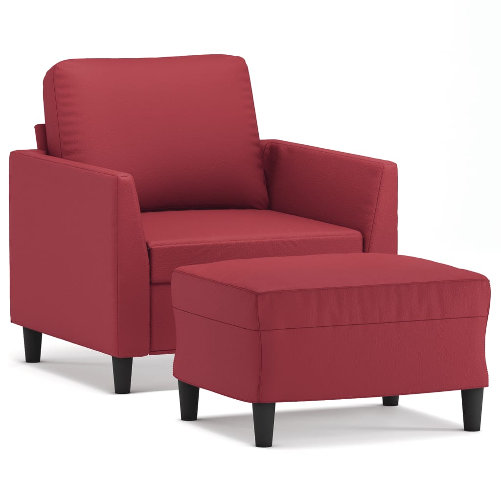 Poltrona con Poggiapiedi Rosso Vino 60 cm in Similpelle | homemem39