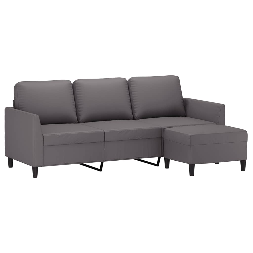 Divano a 3 Posti con Poggiapiedi grigio 180 cm in Similpelle | homemem39
