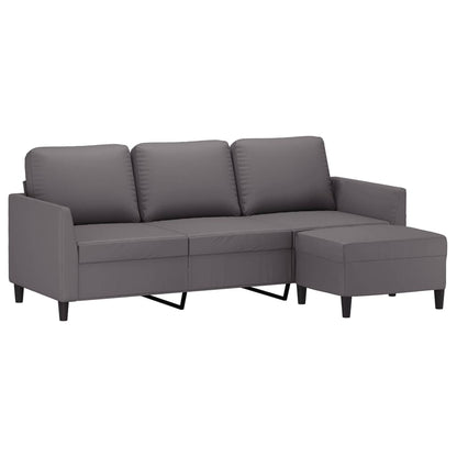 Divano a 3 Posti con Poggiapiedi grigio 180 cm in Similpelle | homemem39