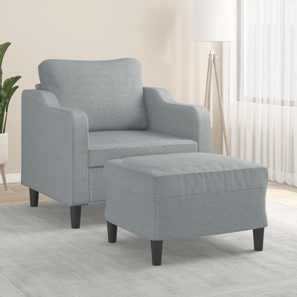 Poltrona con Poggiapiedi Grigio Chiaro 60 cm in Tessuto | homemem39