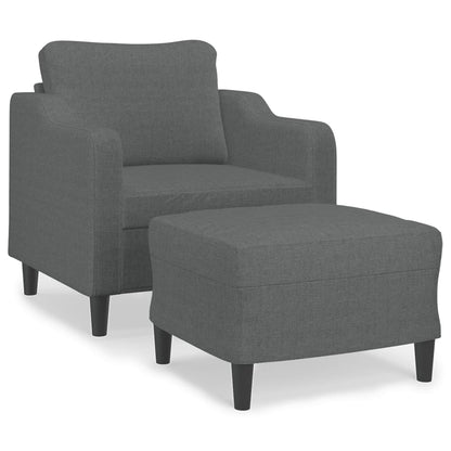 Poltrona con Poggiapiedi Grigio Scuro 60 cm in Tessuto | homemem39