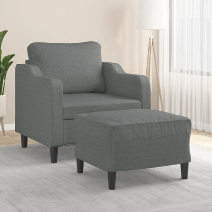 Poltrona con Poggiapiedi Grigio Scuro 60 cm in Tessuto | homemem39