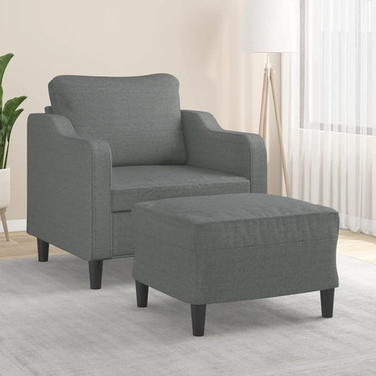 Poltrona con Poggiapiedi Grigio Scuro 60 cm in Tessuto | homemem39