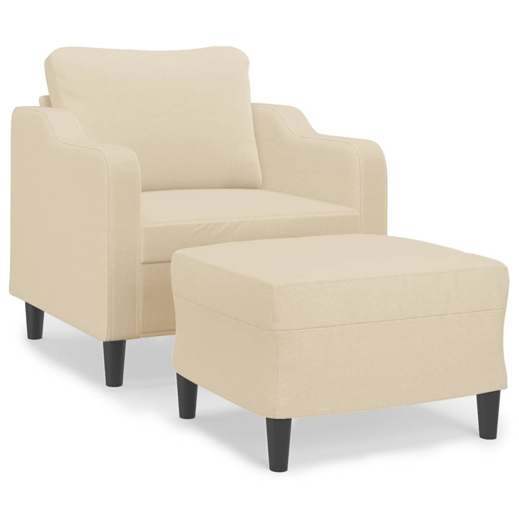 Poltrona con Poggiapiedi Crema 60 cm in Tessuto | homemem39