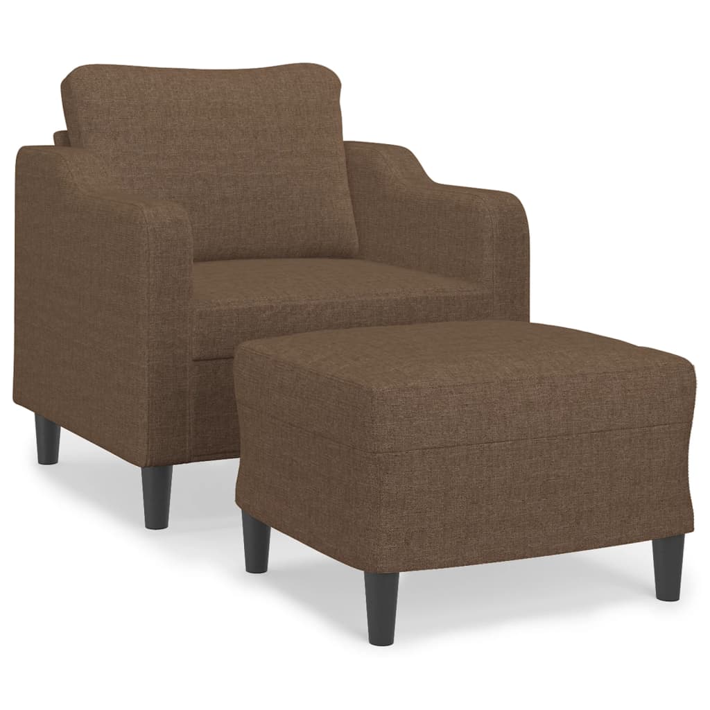 Poltrona con Poggiapiedi Marrone 60 cm in Tessuto | homemem39