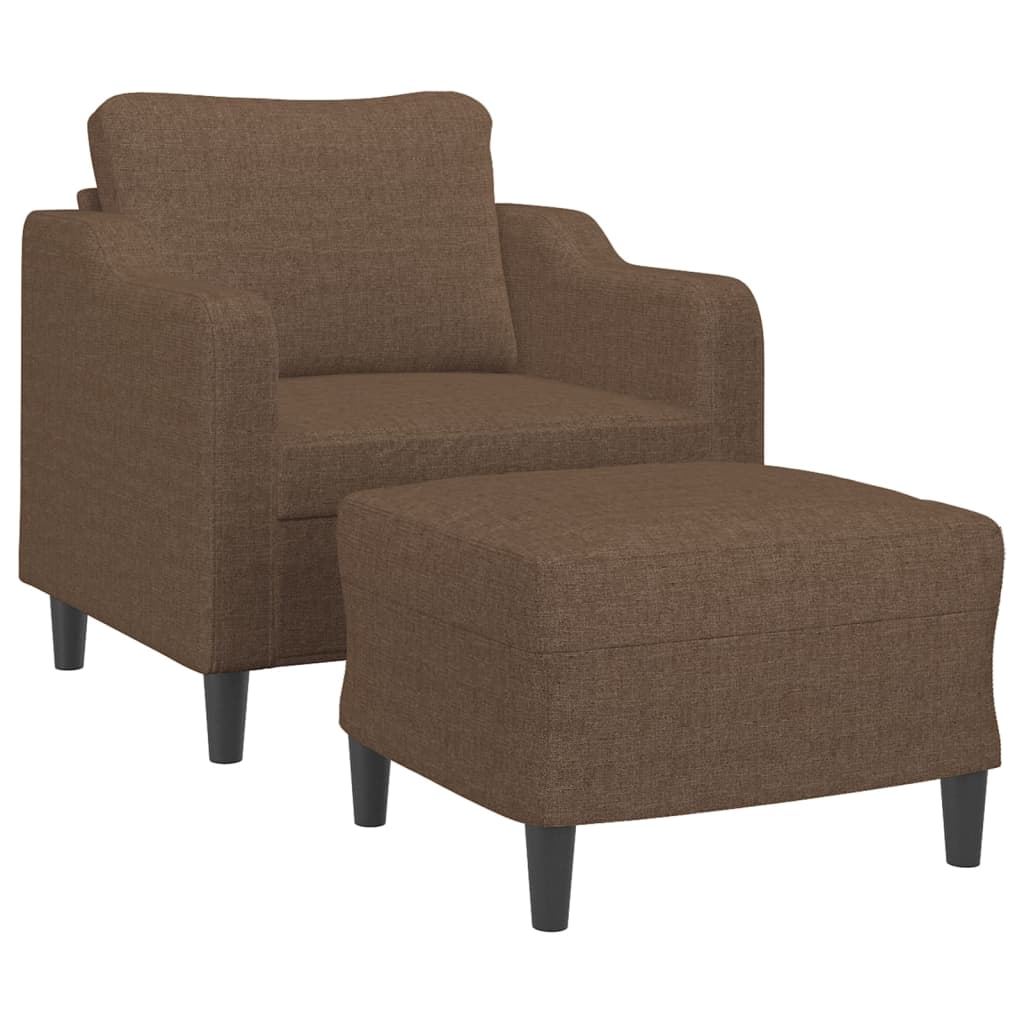 Poltrona con Poggiapiedi Marrone 60 cm in Tessuto | homemem39
