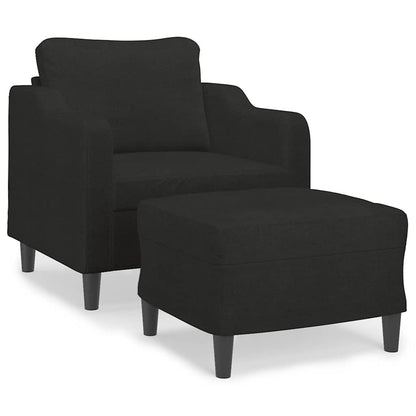 Poltrona con Poggiapiedi Nero 60 cm in Tessuto | homemem39