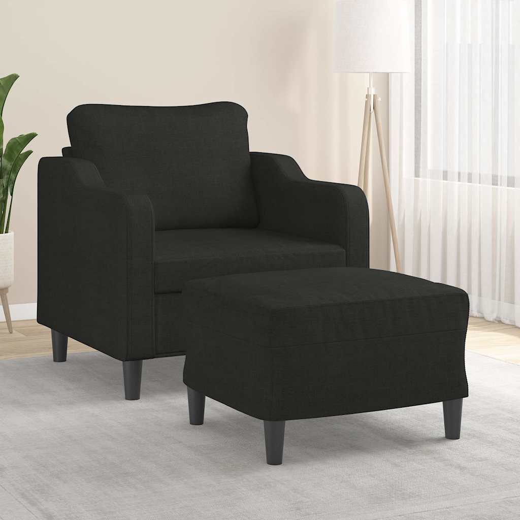 Poltrona con Poggiapiedi Nero 60 cm in Tessuto | homemem39