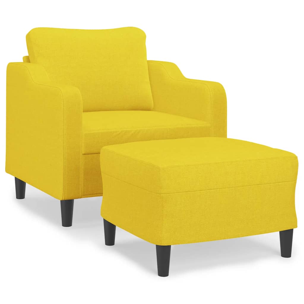 Poltrona con Poggiapiedi Giallo Chiaro 60 cm in Tessuto | homemem39