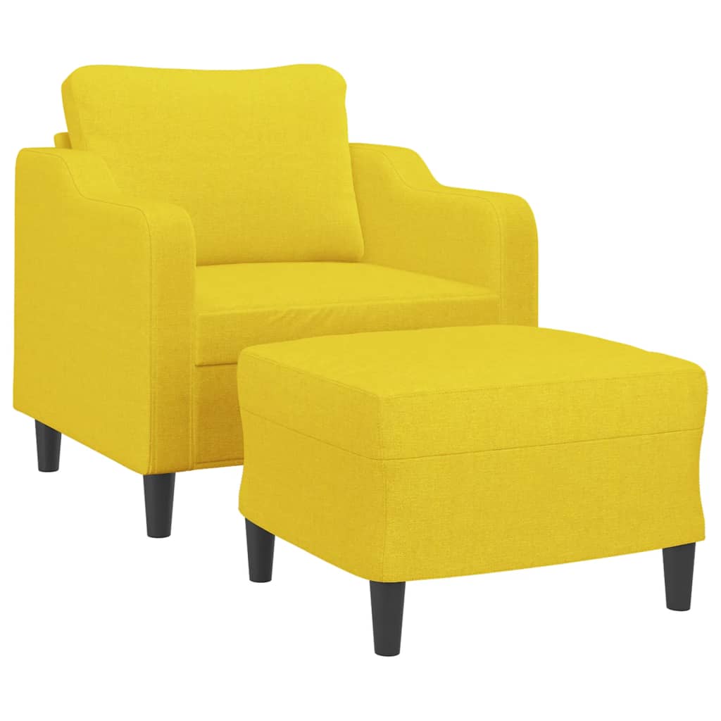 Poltrona con Poggiapiedi Giallo Chiaro 60 cm in Tessuto - homemem39