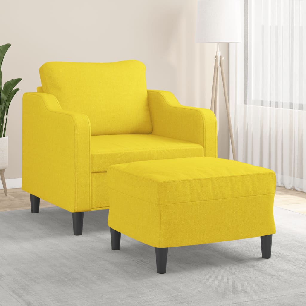 Poltrona con Poggiapiedi Giallo Chiaro 60 cm in Tessuto | homemem39