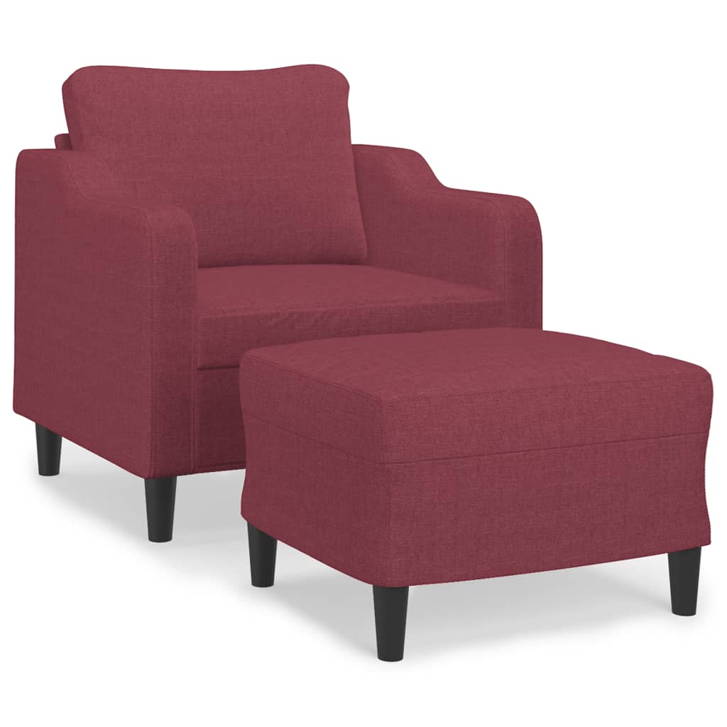 Poltrona con Poggiapiedi Rosso Vino 60 cm in Tessuto | homemem39