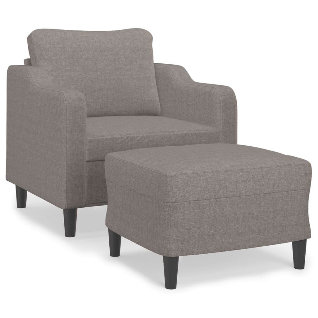 Poltrona con Poggiapiedi Tortora 60 cm in Tessuto | homemem39