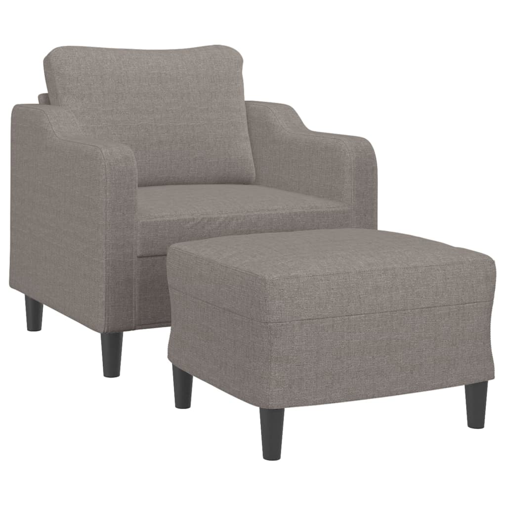 Poltrona con Poggiapiedi Tortora 60 cm in Tessuto | homemem39