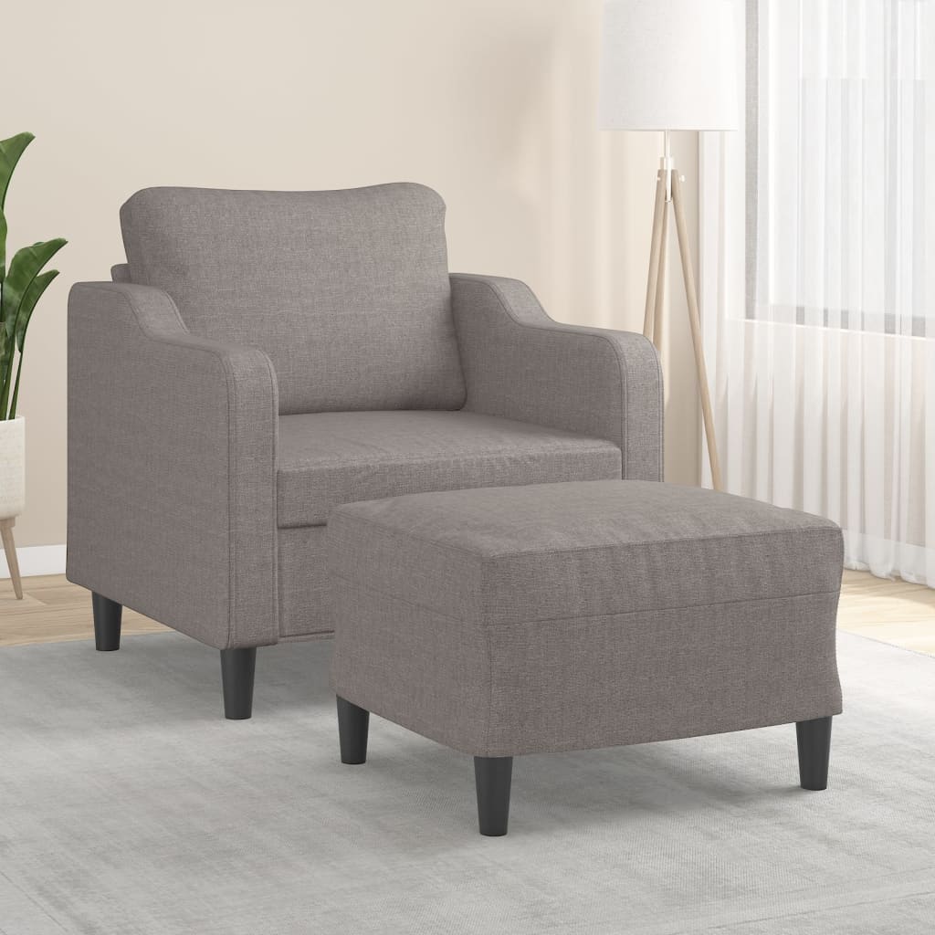 Poltrona con Poggiapiedi Tortora 60 cm in Tessuto | homemem39