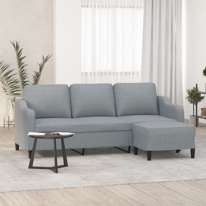 Divano a 3 Posti con Poggiapiedi Grigio Chiaro 180cm in Tessuto | homemem39