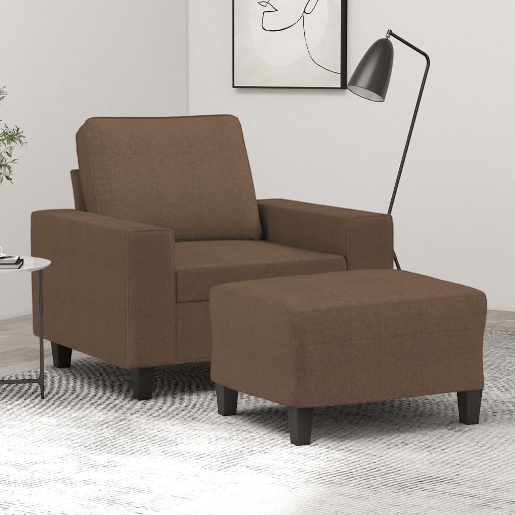 Poltrona con Poggiapiedi Marrone 60 cm in Tessuto | homemem39