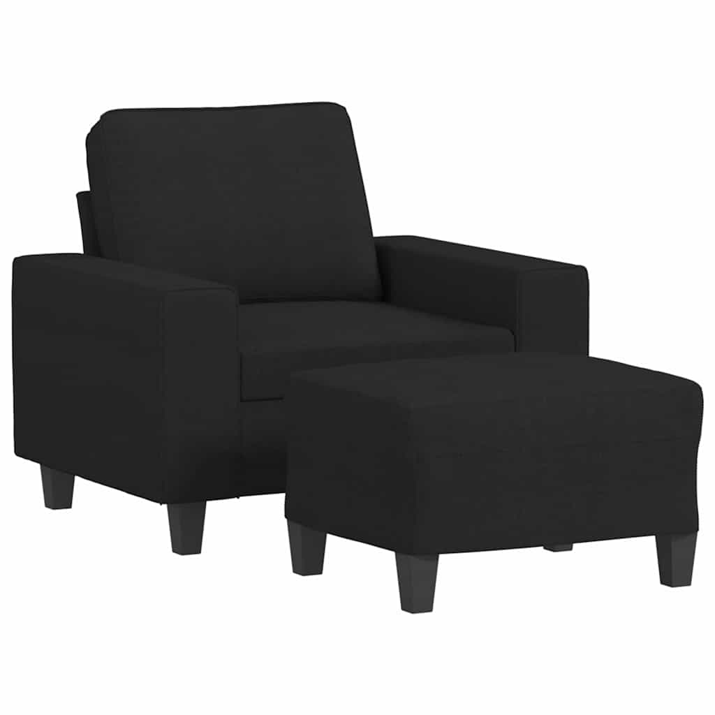 Poltrona con Poggiapiedi Nero 60 cm in Tessuto | homemem39