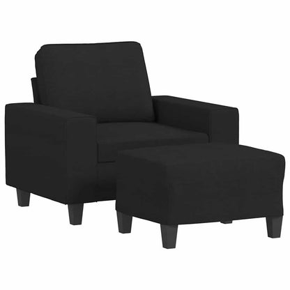 Poltrona con Poggiapiedi Nero 60 cm in Tessuto | homemem39