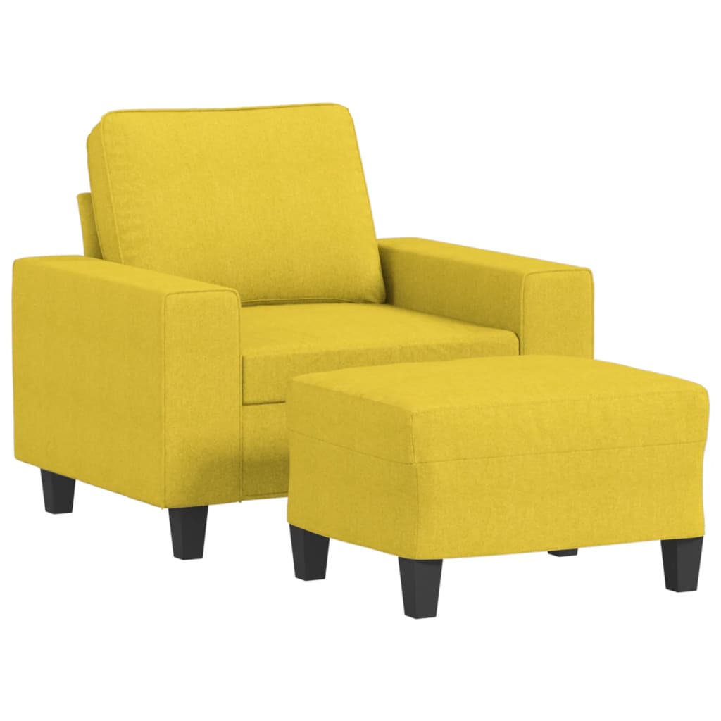 Poltrona con Poggiapiedi Giallo Chiaro 60 cm in Tessuto | homemem39