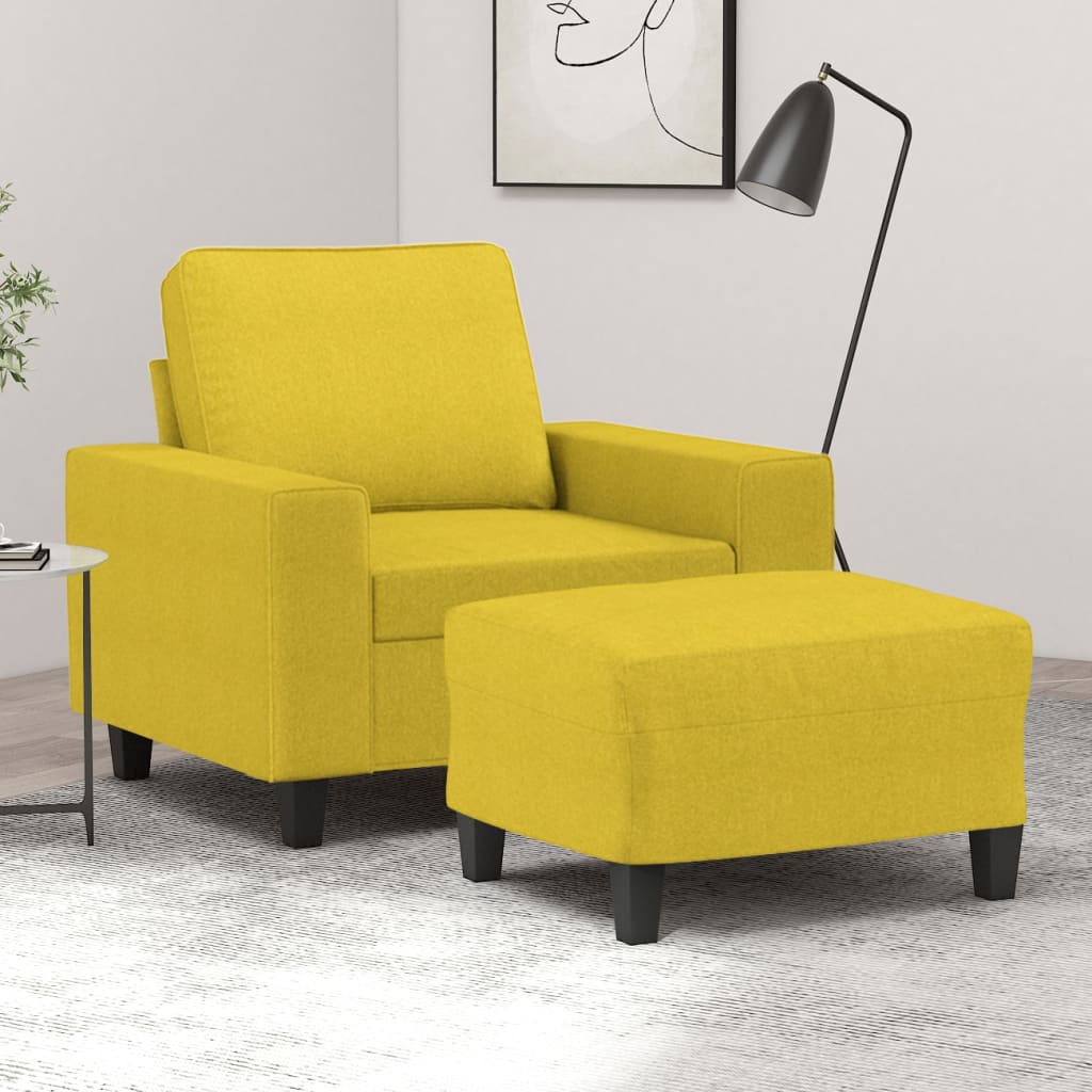 Poltrona con Poggiapiedi Giallo Chiaro 60 cm in Tessuto | homemem39