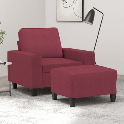 Poltrona con Poggiapiedi Rosso Vino 60 cm in Tessuto | homemem39