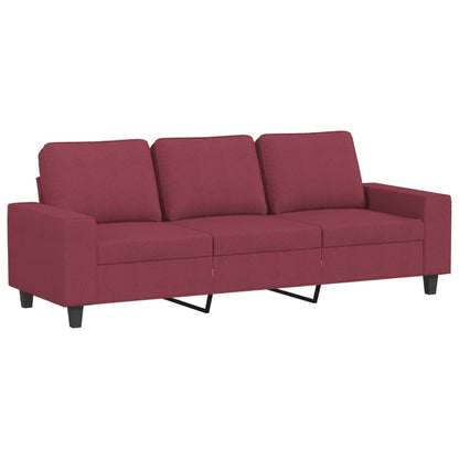 Divano a 3 Posti con Poggiapiedi Rosso Vino 180 cm in Tessuto | homemem39