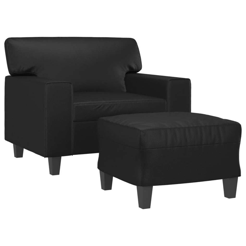 Poltrona con Poggiapiedi Nero 60 cm in Similpelle | homemem39