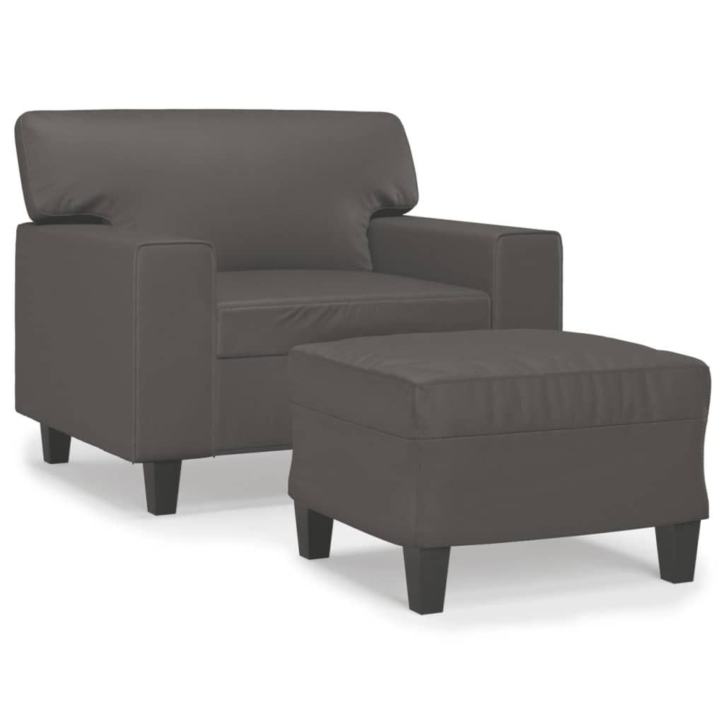 Poltrona con Poggiapiedi Grigio 60 cm in Similpelle | homemem39