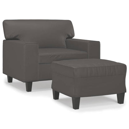 Poltrona con Poggiapiedi Grigio 60 cm in Similpelle | homemem39