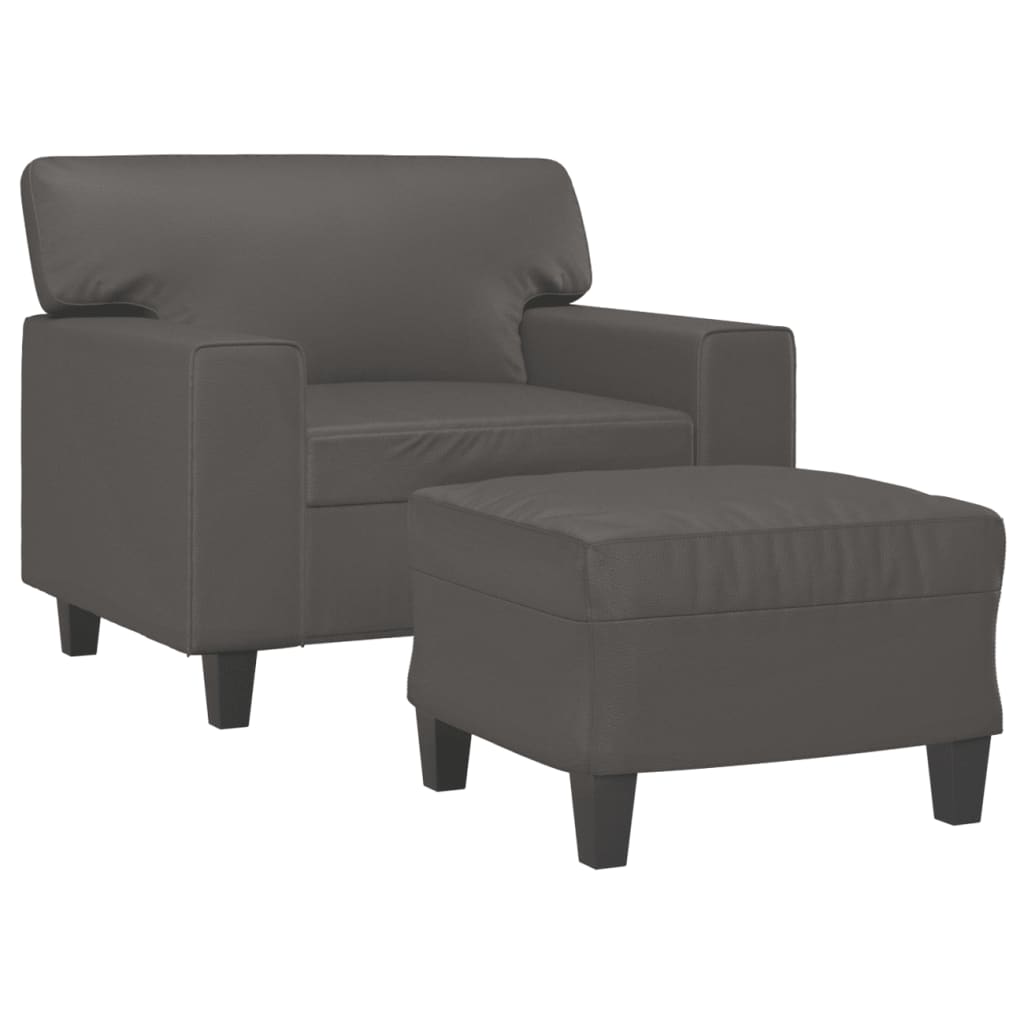 Poltrona con Poggiapiedi Grigio 60 cm in Similpelle | homemem39
