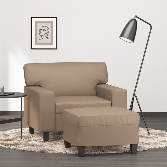 Poltrona con Poggiapiedi Cappuccino 60 cm in Similpelle | homemem39