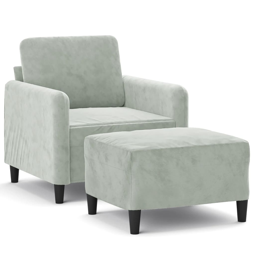 Poltrona con Poggiapiedi Grigio Chiaro 60 cm in Velluto | homemem39