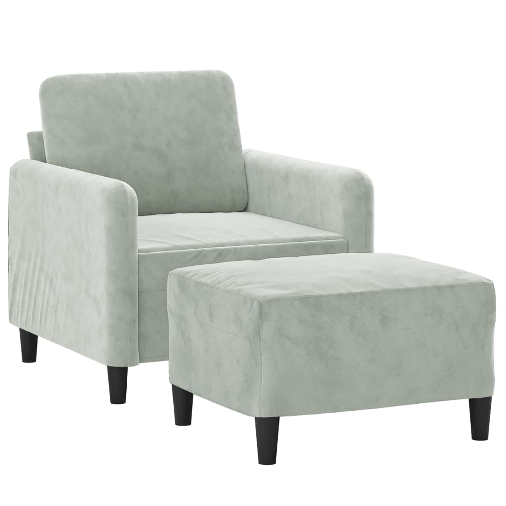 Poltrona con Poggiapiedi Grigio Chiaro 60 cm in Velluto | homemem39