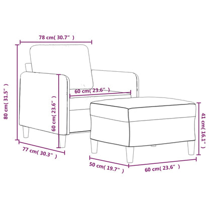 Poltrona con Poggiapiedi Grigio Scuro 60 cm in Velluto