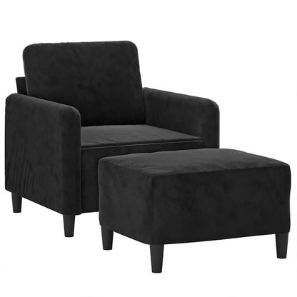 Poltrona con Poggiapiedi Nero 60 cm in Velluto | homemem39